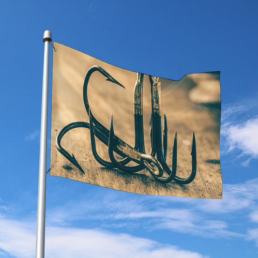 Fishing Hooks Print Polyester Flag