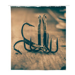 Fishing Hooks Print Polyester Shower Curtain