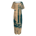 Fishing Hooks Print Short Sleeve Long Nightdress