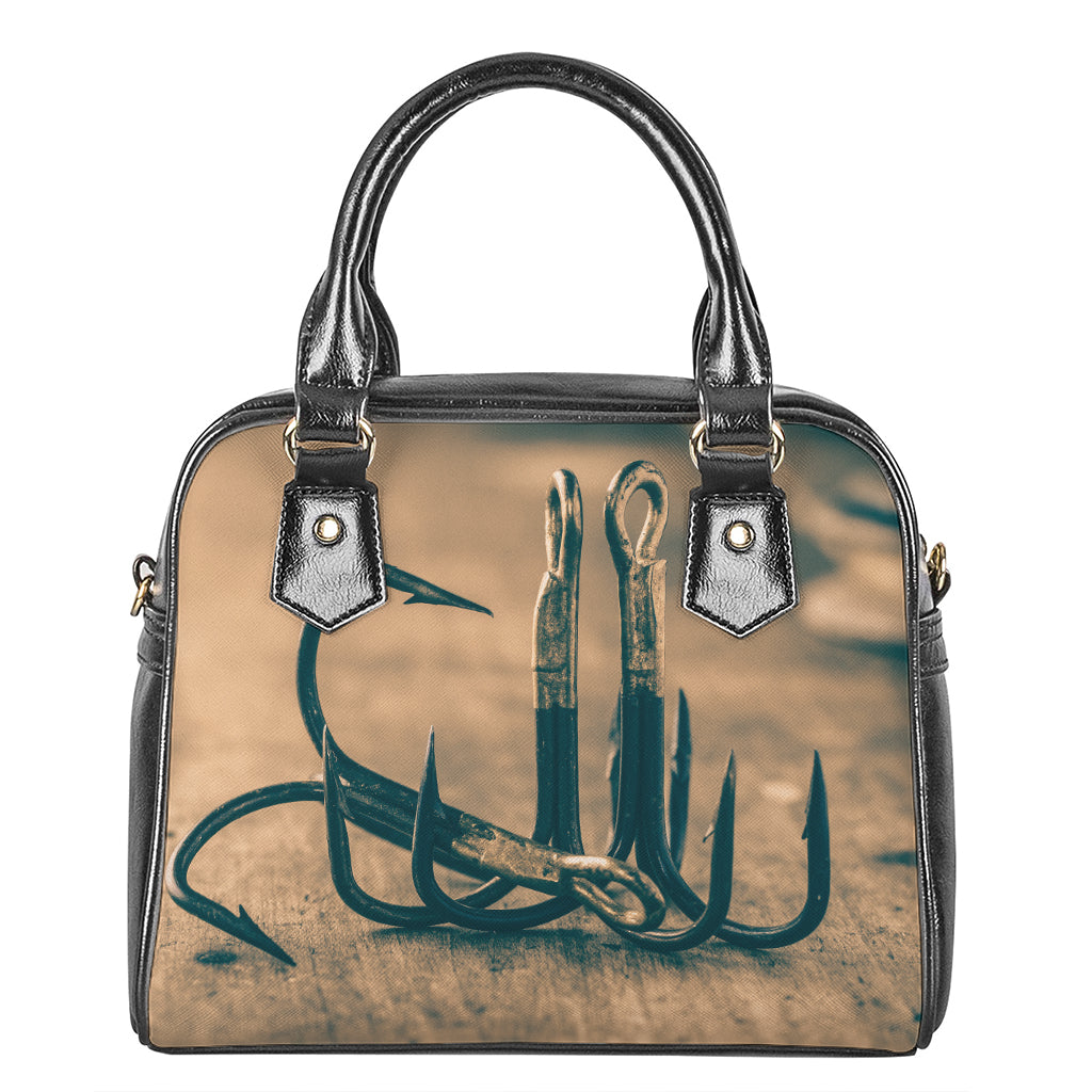 Fishing Hooks Print Shoulder Handbag