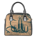 Fishing Hooks Print Shoulder Handbag