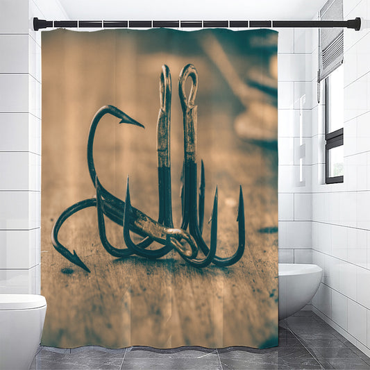 Fishing Hooks Print Shower Curtain