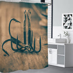 Fishing Hooks Print Shower Curtain