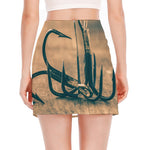 Fishing Hooks Print Side Slit Mini Skirt