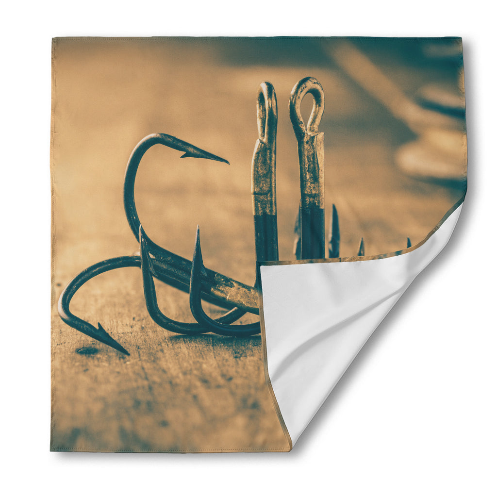 Fishing Hooks Print Silk Bandana