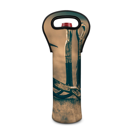 Fishing Hooks Print Single Neoprene Wine Tote