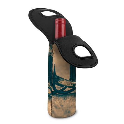 Fishing Hooks Print Single Neoprene Wine Tote