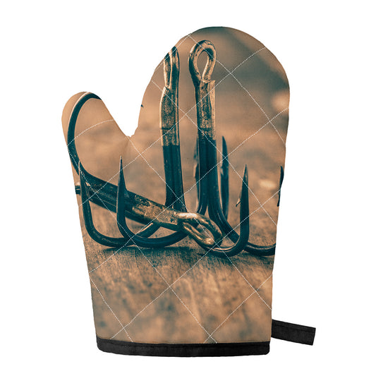 Fishing Hooks Print Single Oven Mitt