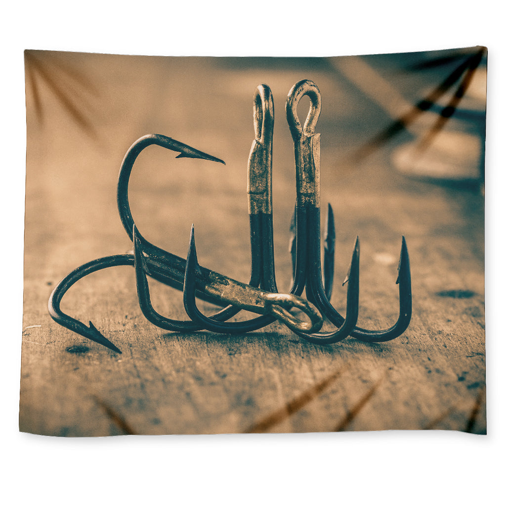Fishing Hooks Print Tapestry
