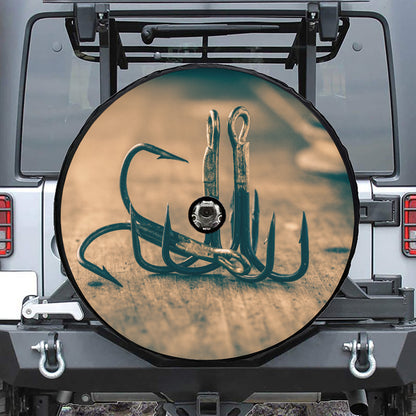 Fishing Hooks Print Tire Cover With Camera Hole