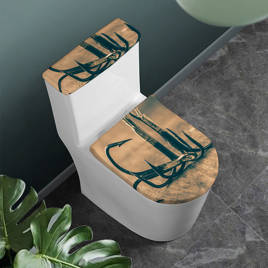 Fishing Hooks Print Toilet Lid And Tank Cover Set