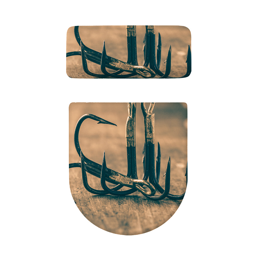 Fishing Hooks Print Toilet Lid And Tank Cover Set