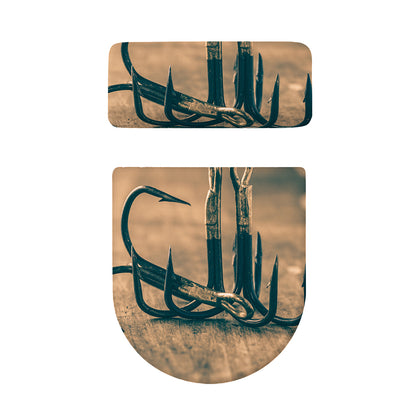 Fishing Hooks Print Toilet Lid And Tank Cover Set