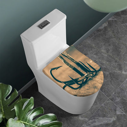 Fishing Hooks Print Toilet Lid Cover