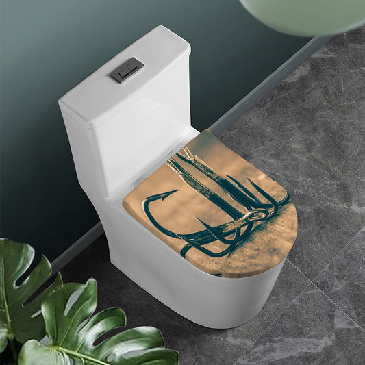 Fishing Hooks Print Toilet Lid Cover
