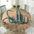 Fishing Hooks Print Waterproof Round Tablecloth