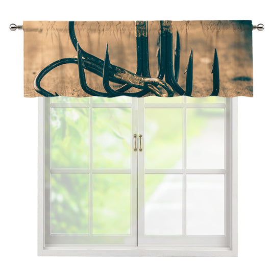 Fishing Hooks Print Window Valance
