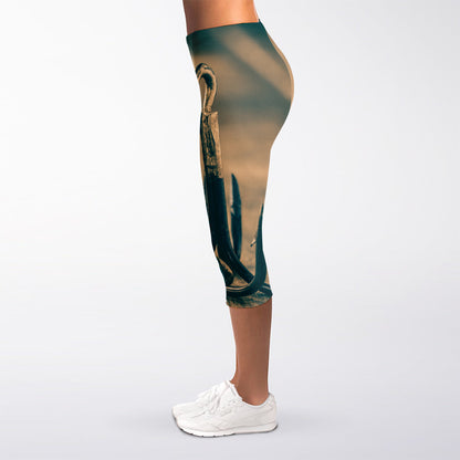 Fishing Hooks Print Women's Capri Leggings