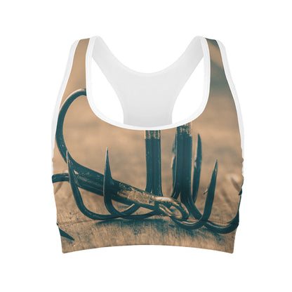 Fishing Hooks Print Women's Sports Bra