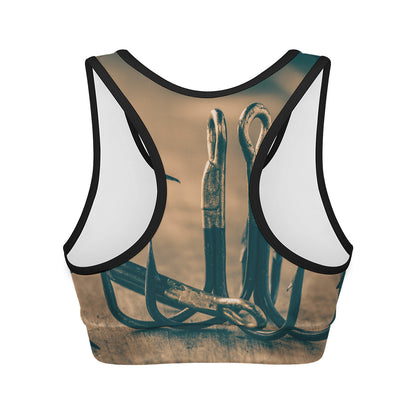 Fishing Hooks Print Women's Sports Bra