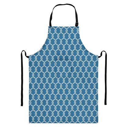 Fishing Rope Knots Pattern Print Bib Apron With Pocket