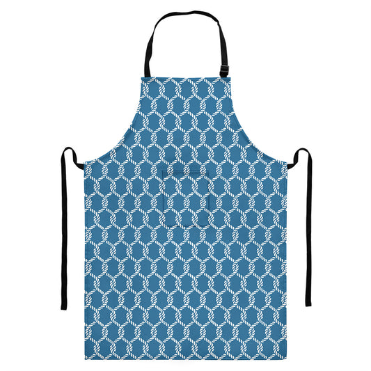 Fishing Rope Knots Pattern Print Bib Apron With Pocket