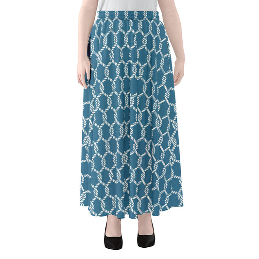 Fishing Rope Knots Pattern Print Chiffon Maxi Skirt
