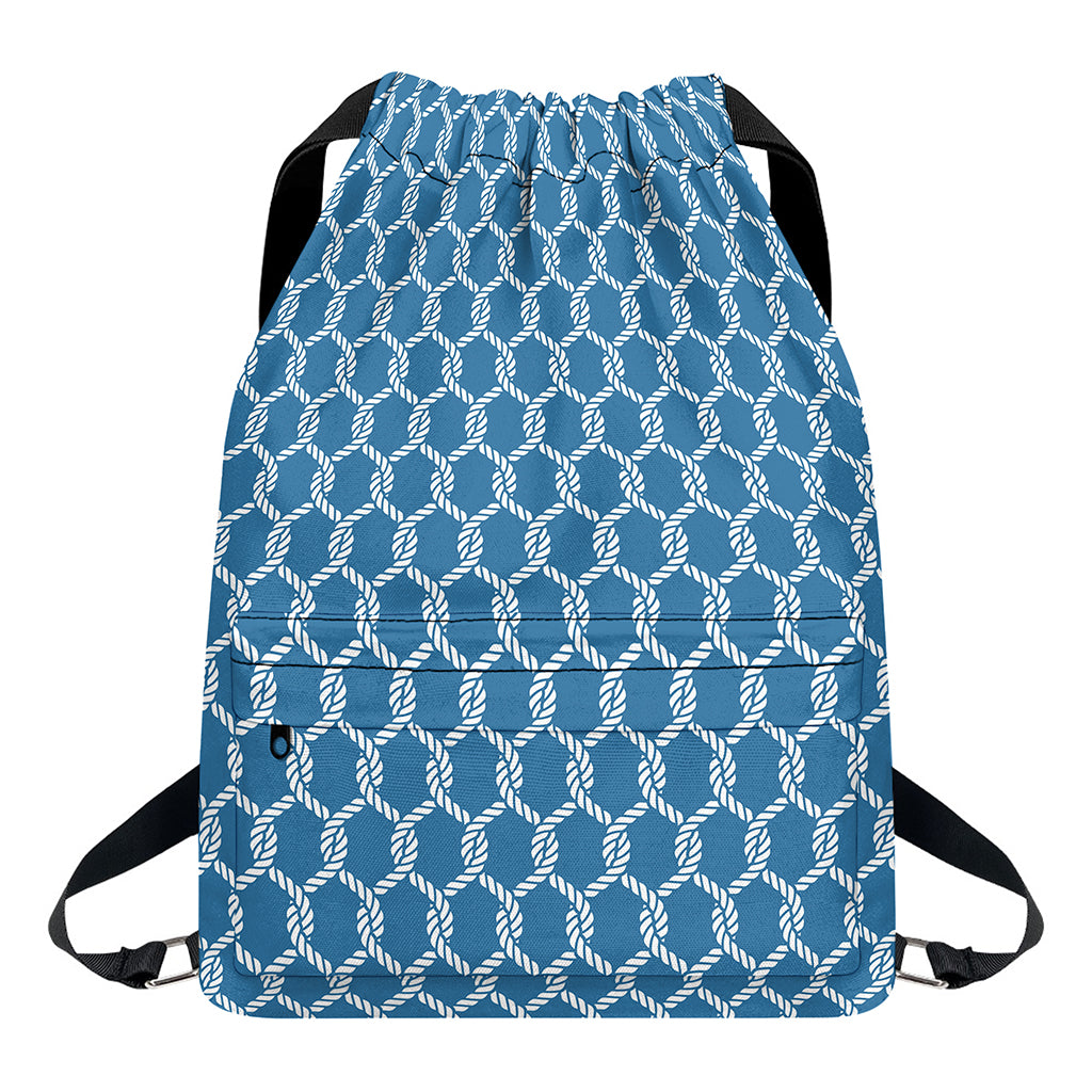 Fishing Rope Knots Pattern Print Drawstring Backpack