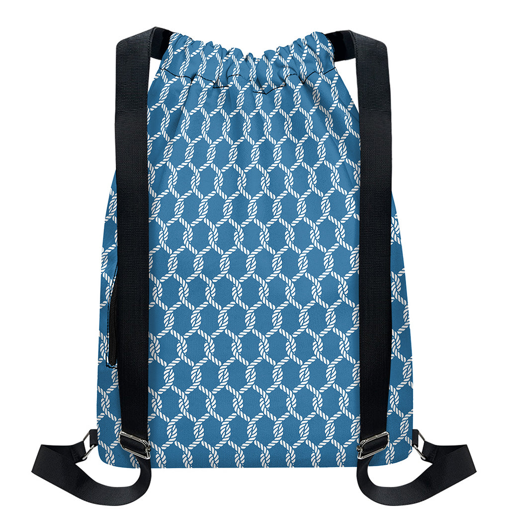 Fishing Rope Knots Pattern Print Drawstring Backpack