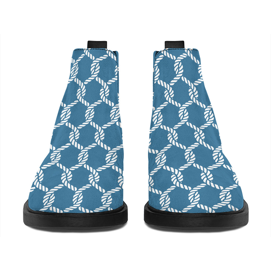 Fishing Rope Knots Pattern Print Flat Ankle Boots