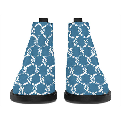 Fishing Rope Knots Pattern Print Flat Ankle Boots
