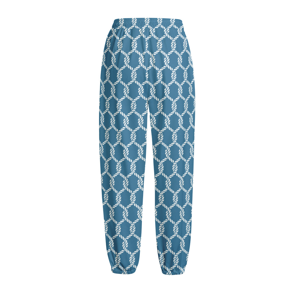 Fishing Rope Knots Pattern Print Fleece Lined Knit Pants