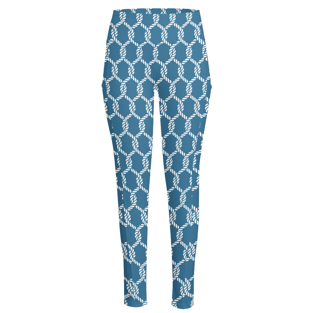 Fishing Rope Knots Pattern Print High-Waisted Pocket Leggings