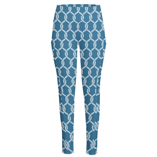 Fishing Rope Knots Pattern Print High-Waisted Pocket Leggings