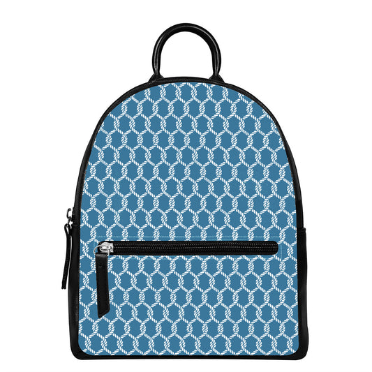 Fishing Rope Knots Pattern Print Leather Backpack