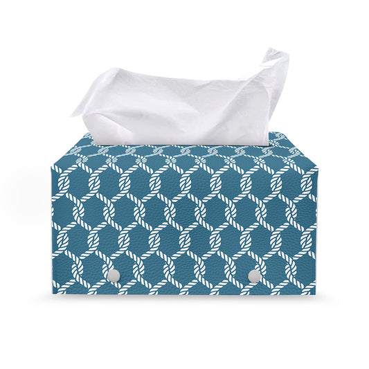 Fishing Rope Knots Pattern Print Leather Tissue Box Cover