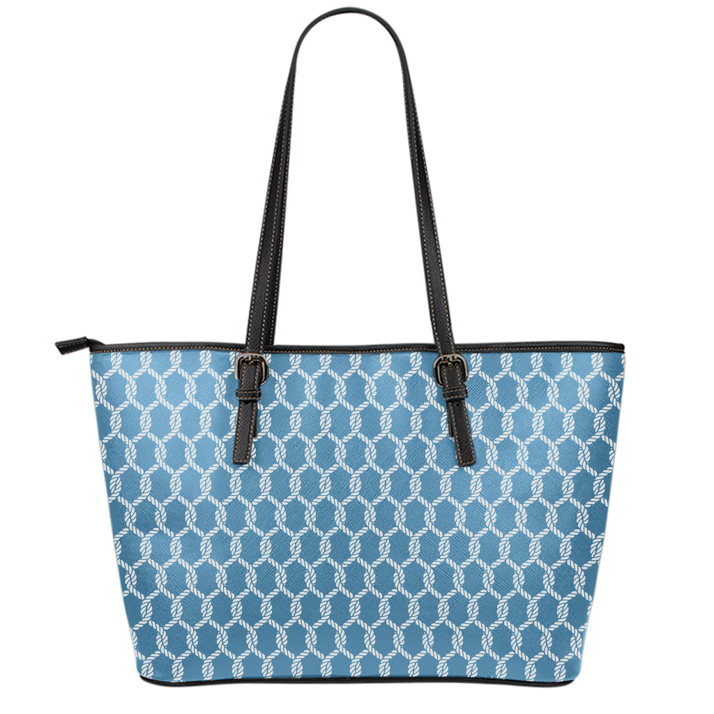 Fishing Rope Knots Pattern Print Leather Tote Bag