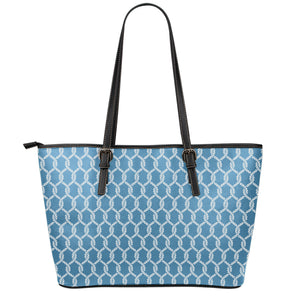 Fishing Rope Knots Pattern Print Leather Tote Bag