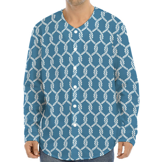 Fishing Rope Knots Pattern Print Long Sleeve Baseball Jersey