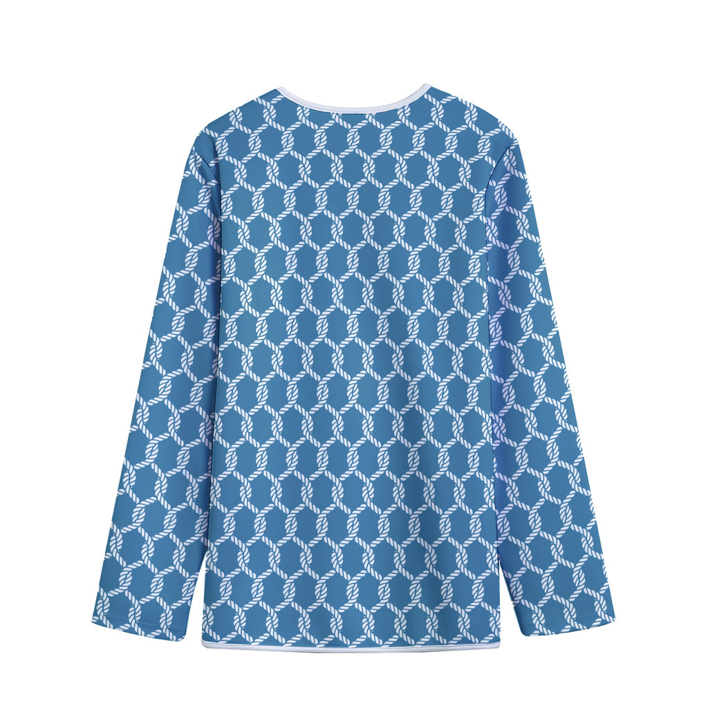 Fishing Rope Knots Pattern Print Long Sleeve Short Coat