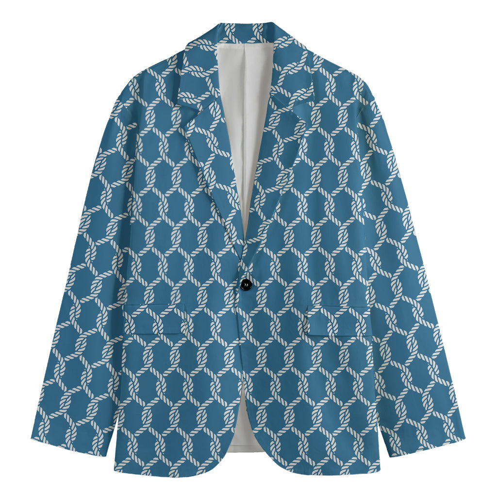 Fishing Rope Knots Pattern Print Men's Cotton Blazer