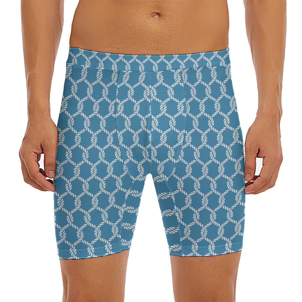 Fishing Rope Knots Pattern Print Men's Long Boxer Briefs