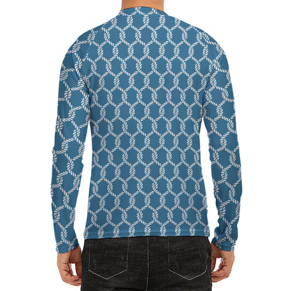 Fishing Rope Knots Pattern Print Men's Long Sleeve Rash Guard