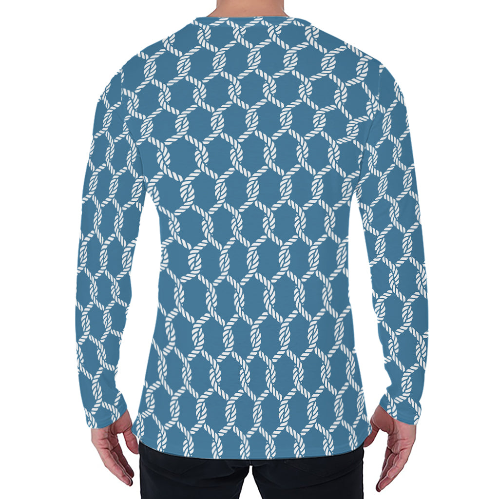 Fishing Rope Knots Pattern Print Men's Long Sleeve T-Shirt