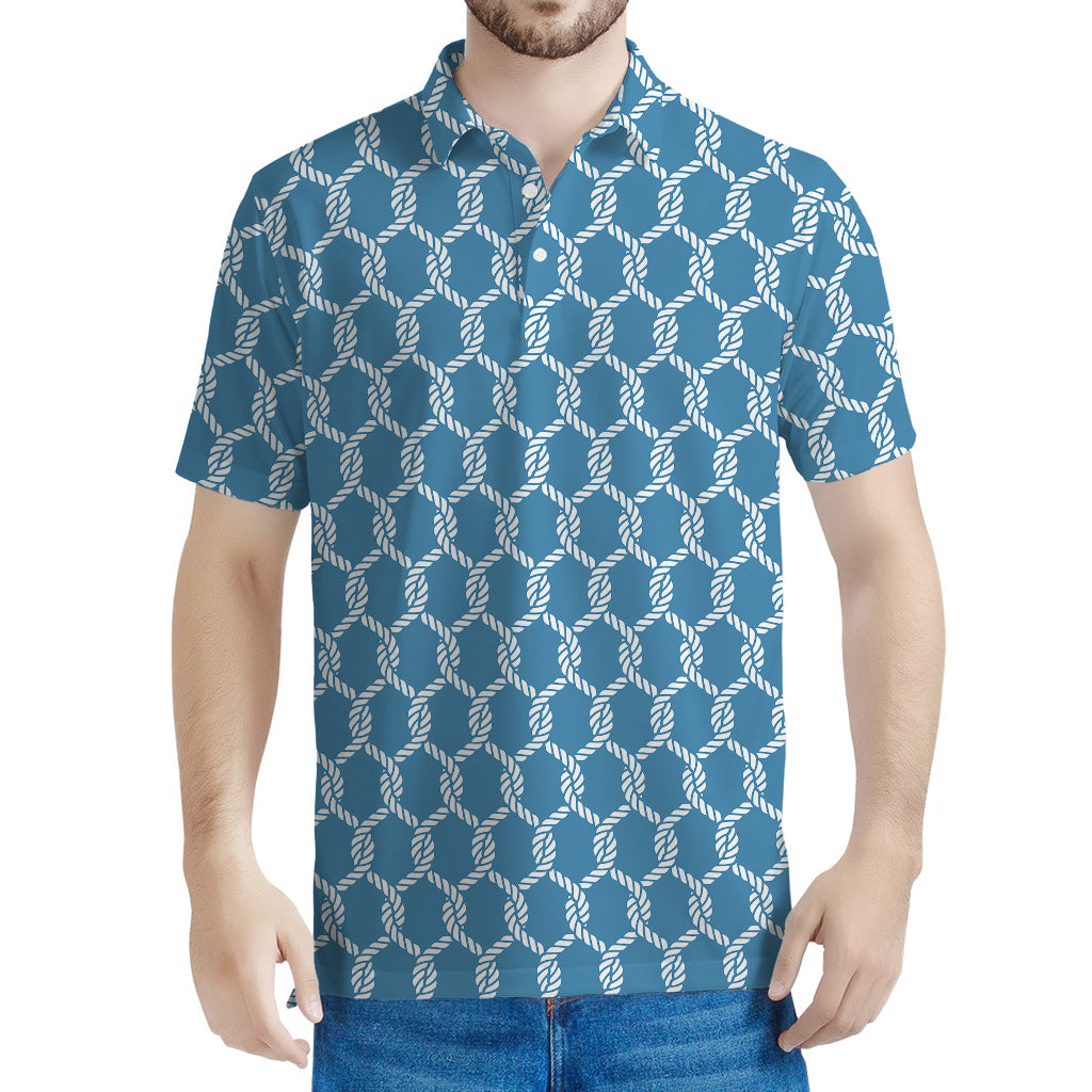 Fishing Rope Knots Pattern Print Men's Polo Shirt