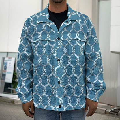 Fishing Rope Knots Pattern Print Men's Shirt Jacket