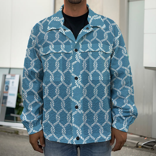 Fishing Rope Knots Pattern Print Men's Shirt Jacket