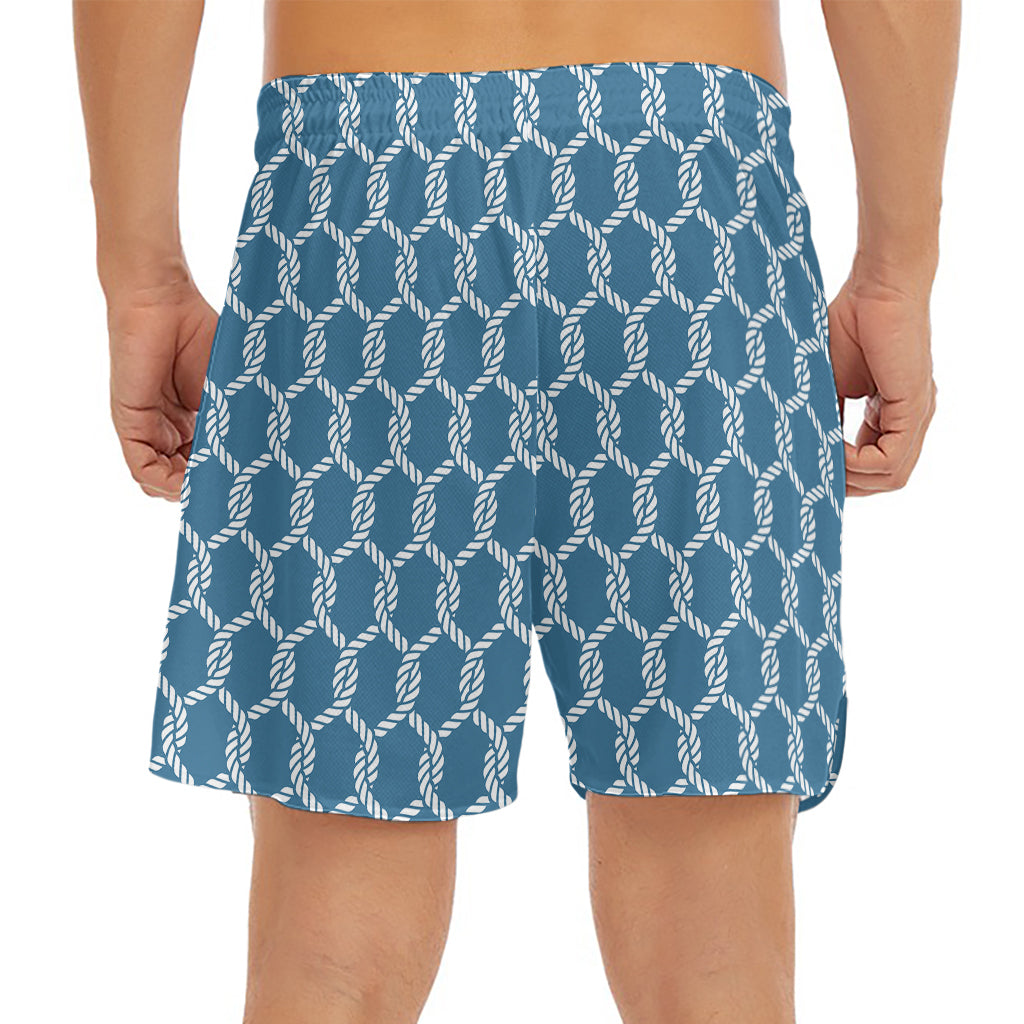 Fishing Rope Knots Pattern Print Men's Split Running Shorts
