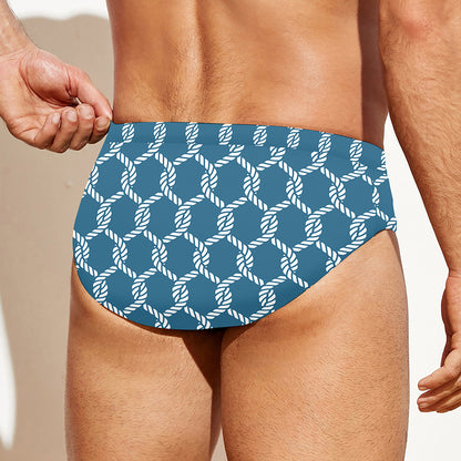 Fishing Rope Knots Pattern Print Men's Swim Briefs