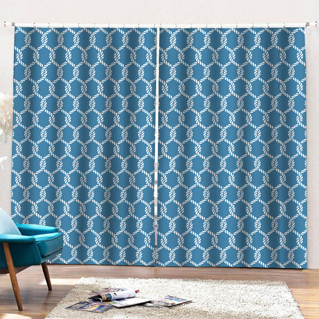 Fishing Rope Knots Pattern Print Pencil Pleat Curtains